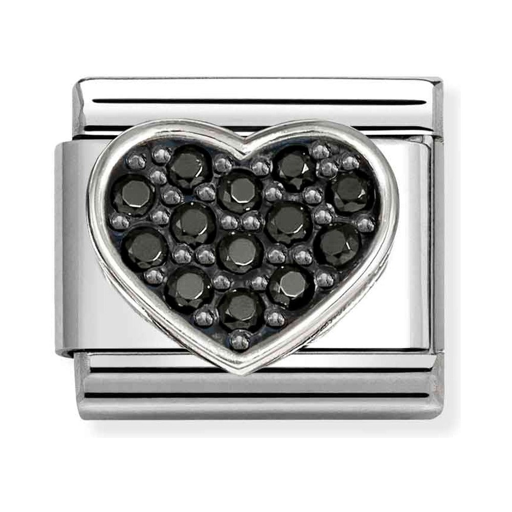 Nomination Composable Silver Black CZ Pavé Heart Charm 330322/27