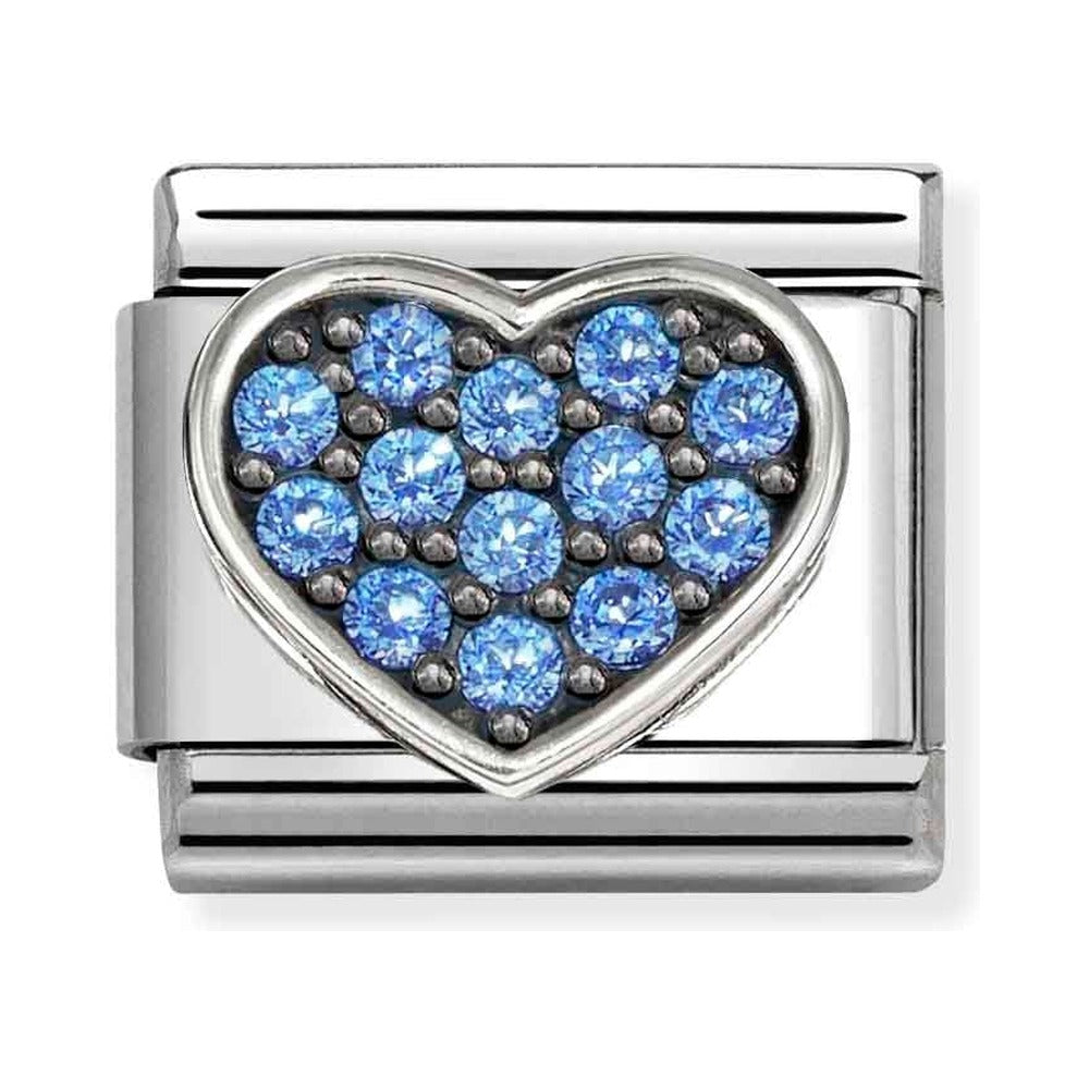 Nomination Composable Silver Blue CZ Pavé Heart Charm 330322/28