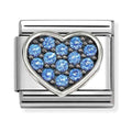 Nomination Composable Silver Blue CZ Pavé Heart Charm 330322/28