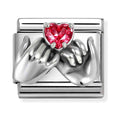 Nomination Composable Silver Red Heart CZ To Hands Charm 330327/33
