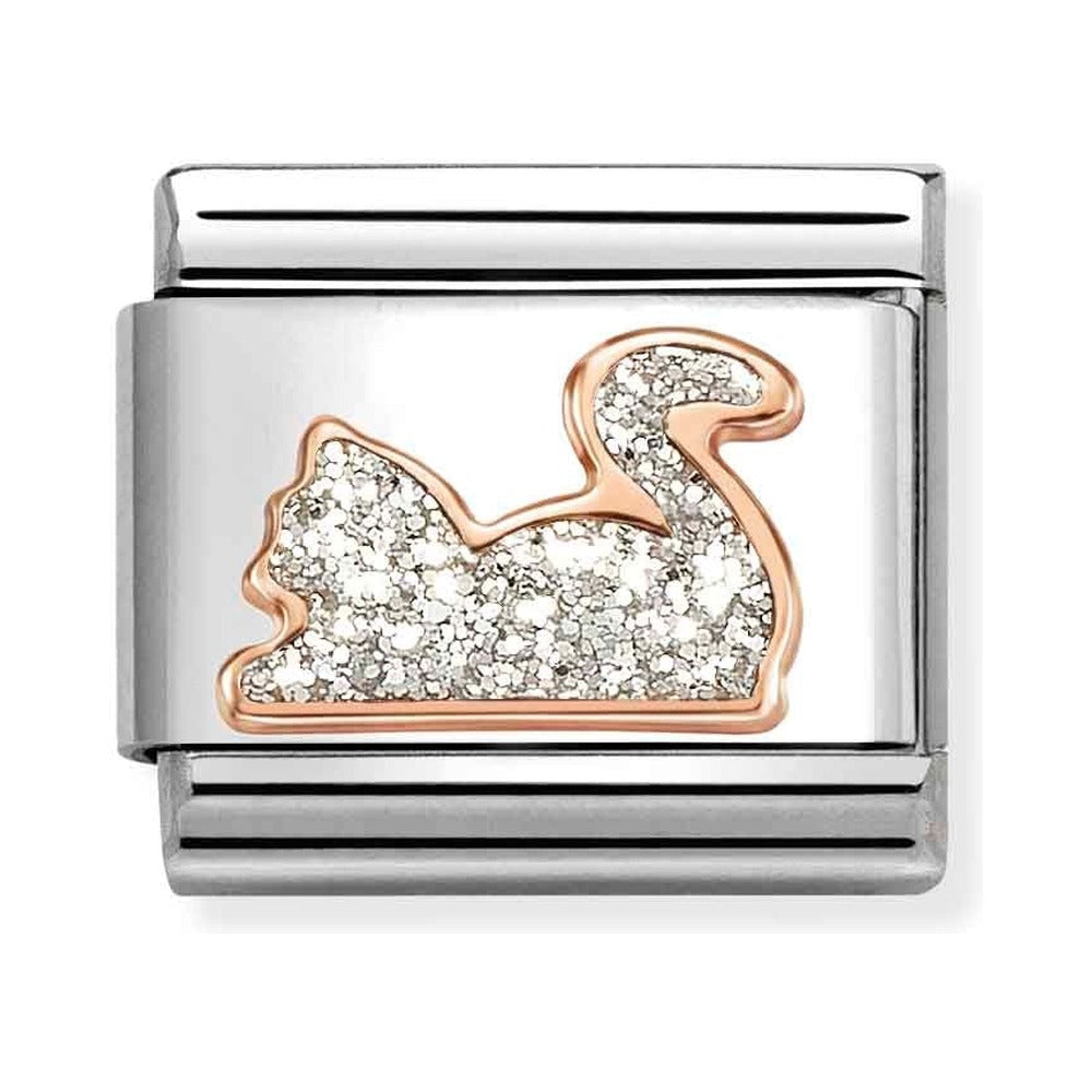 Nomination Composable Rose Gold Glitter Cat Charm 430205/33