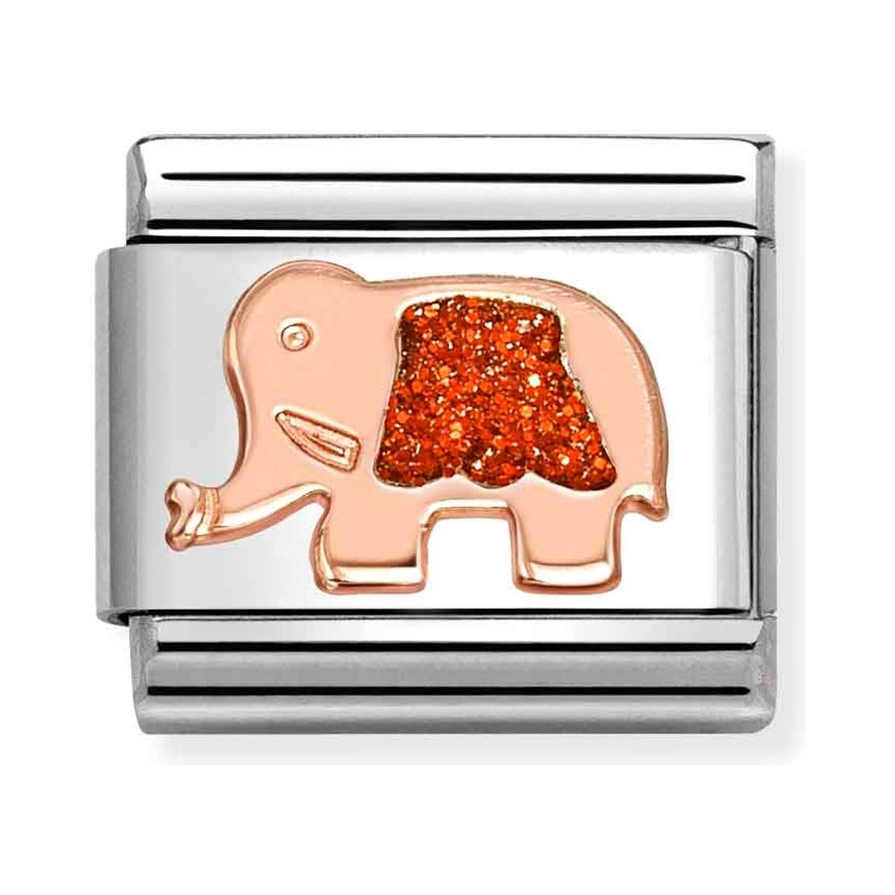 Nomination Composable Rose Gold Red Glitter Elephant Charm 430205/37