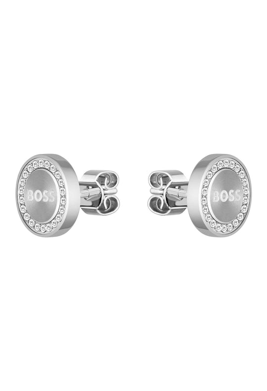 BOSS Ladies Iona Crystal Set Stud Stainless Steel Earrings