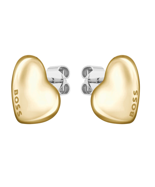 BOSS Honey Heart Stud Earrings in Gold Plated Stainless Steel *
