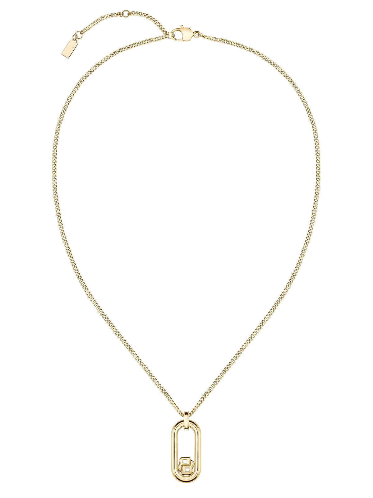 Gold plated BOSS necklace featuring the Double B pendant; ideal jewelry for everyday wear.