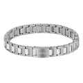 Silver-tone BOSS bracelet with white accents.