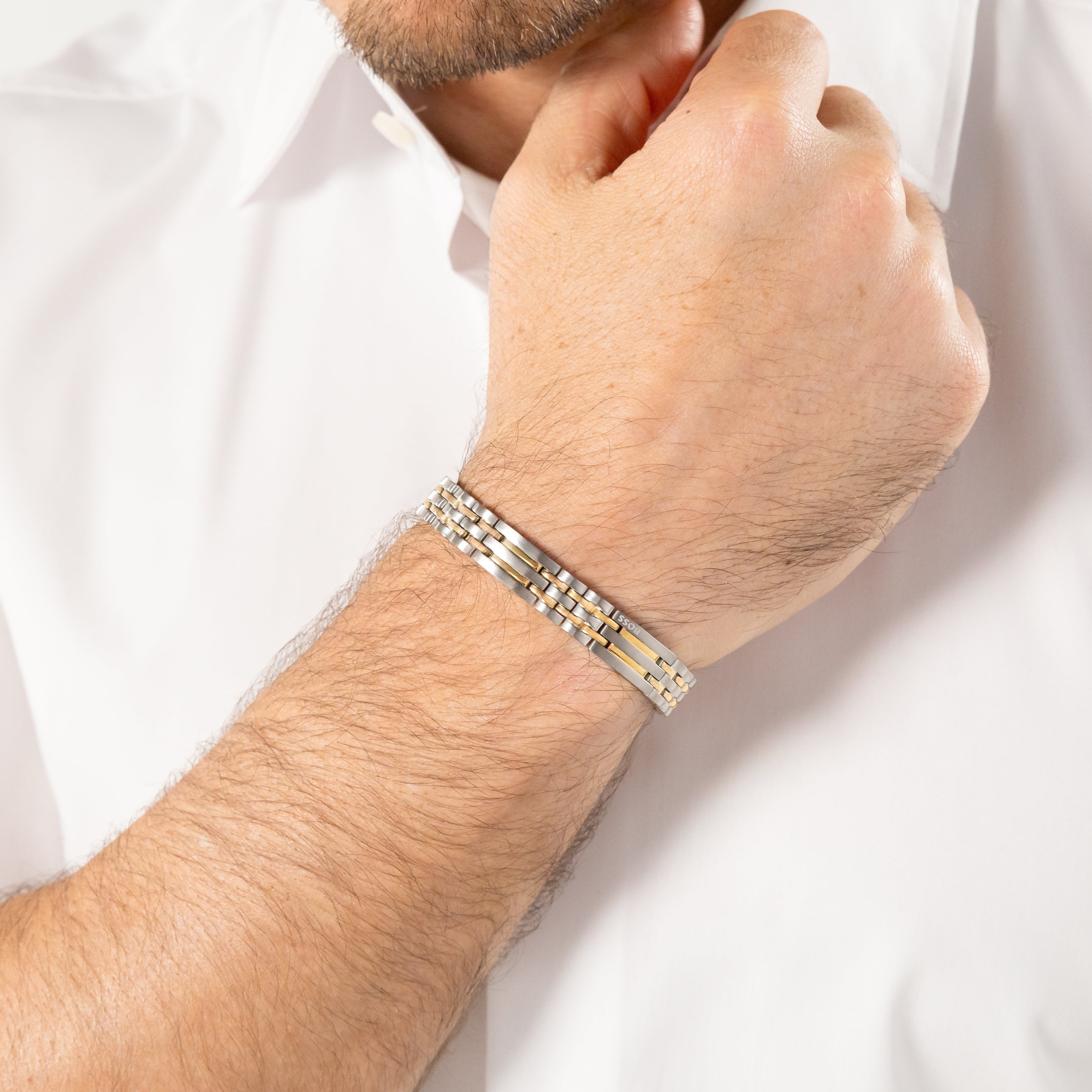 BOSS Mens Wesley Two-Tone Bracelet — view 5