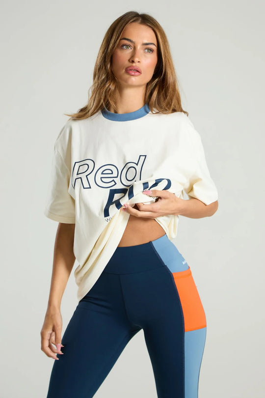 Women's Red Run Activewear Logo Print T-Shirt & Sculptured Legging Set