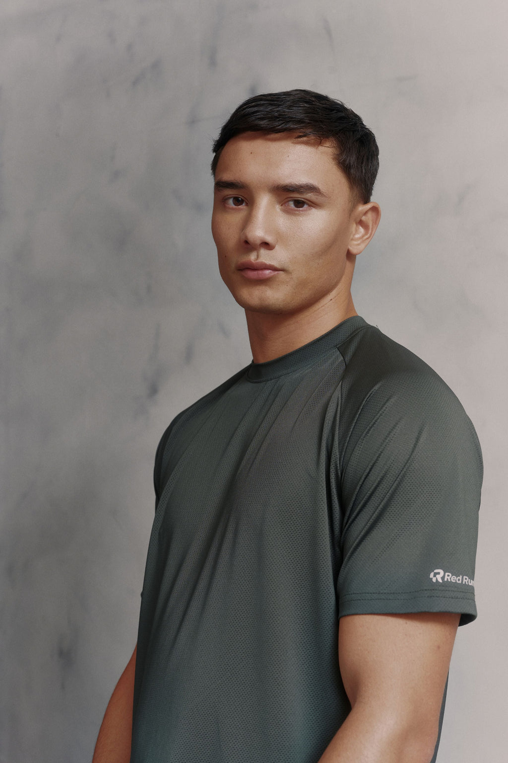 Mens Red Run Core Pine Green Technical Runner Tee