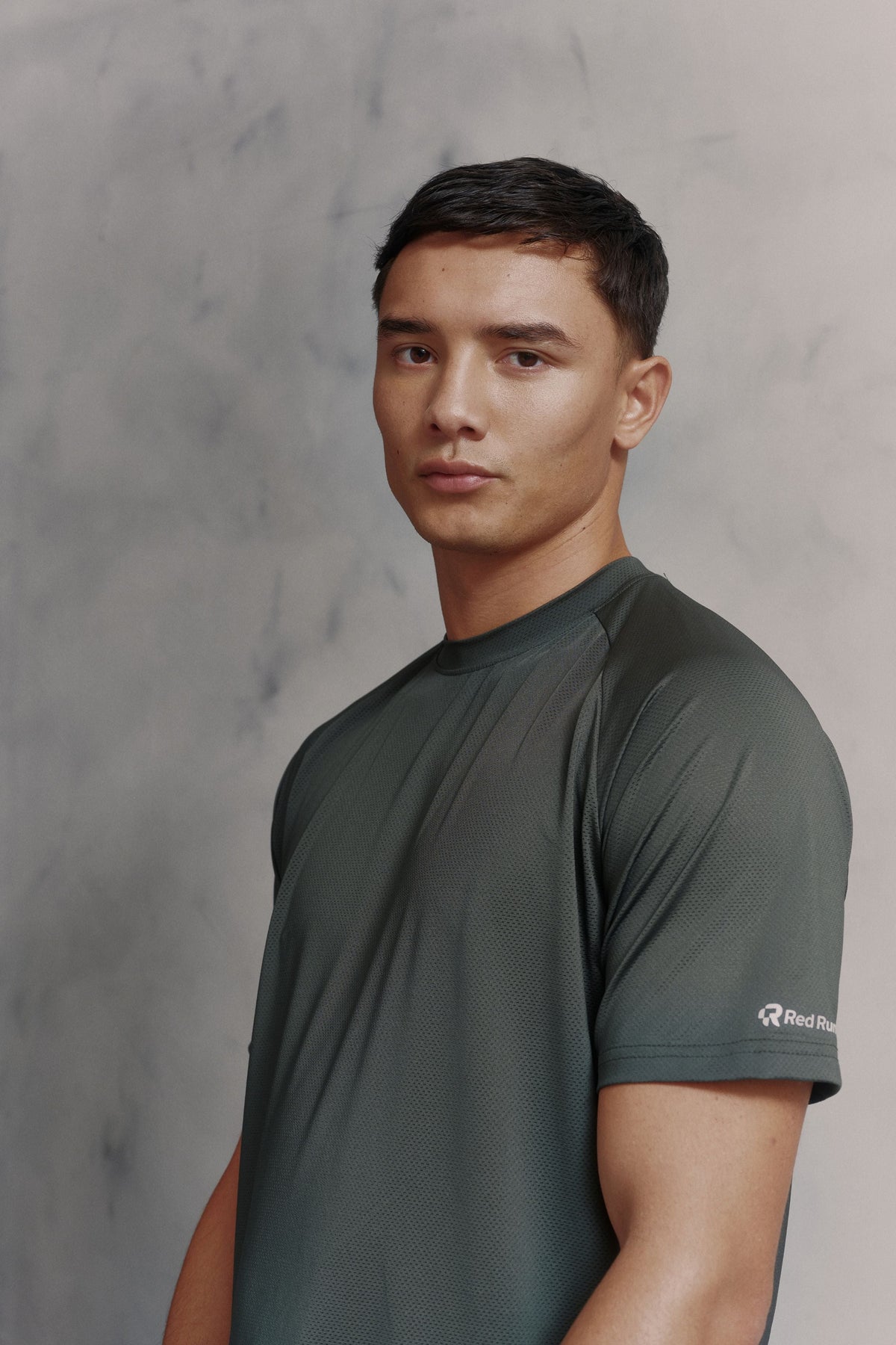 Mens Red Run Core Pine Green Technical Runner Tee
