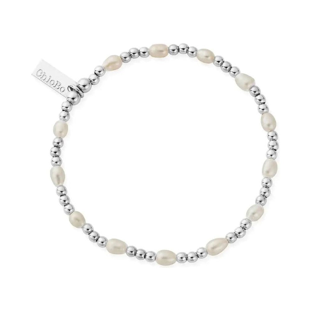 Handcrafted ChloBo pearl bracelet featuring charming accents, showcasing delicate design and elegant pearl details.
