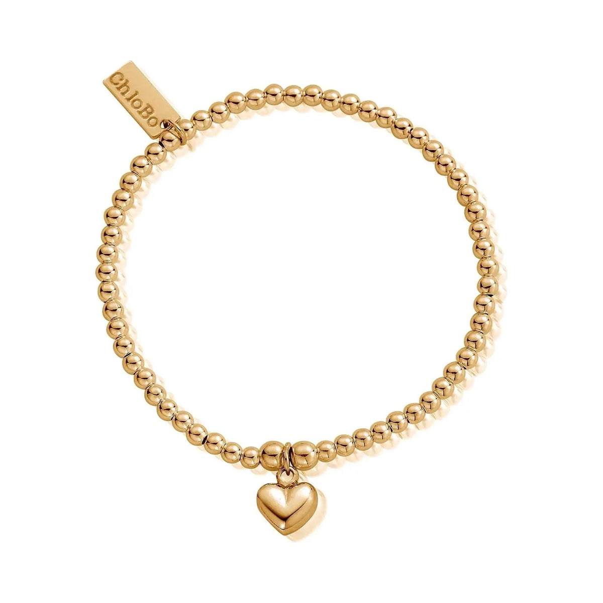 The ChloBo Cute Charm Puffed Heart Bracelet, a gold plated jewelry bracelet from ChloBo, available at OD’s Jewellers in St Helens.