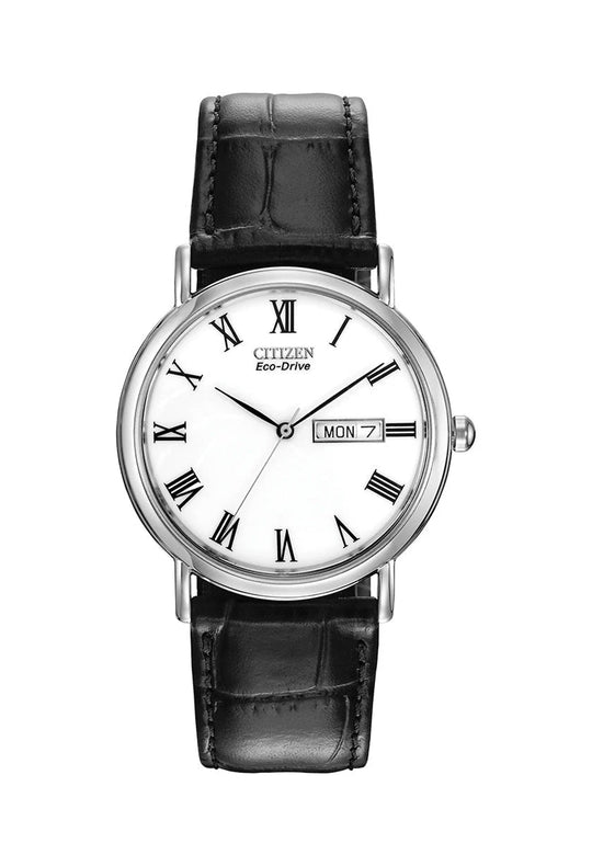 Citizen Mens Eco-Drive Day/Date White Dial Strap Watch BM8240-11A