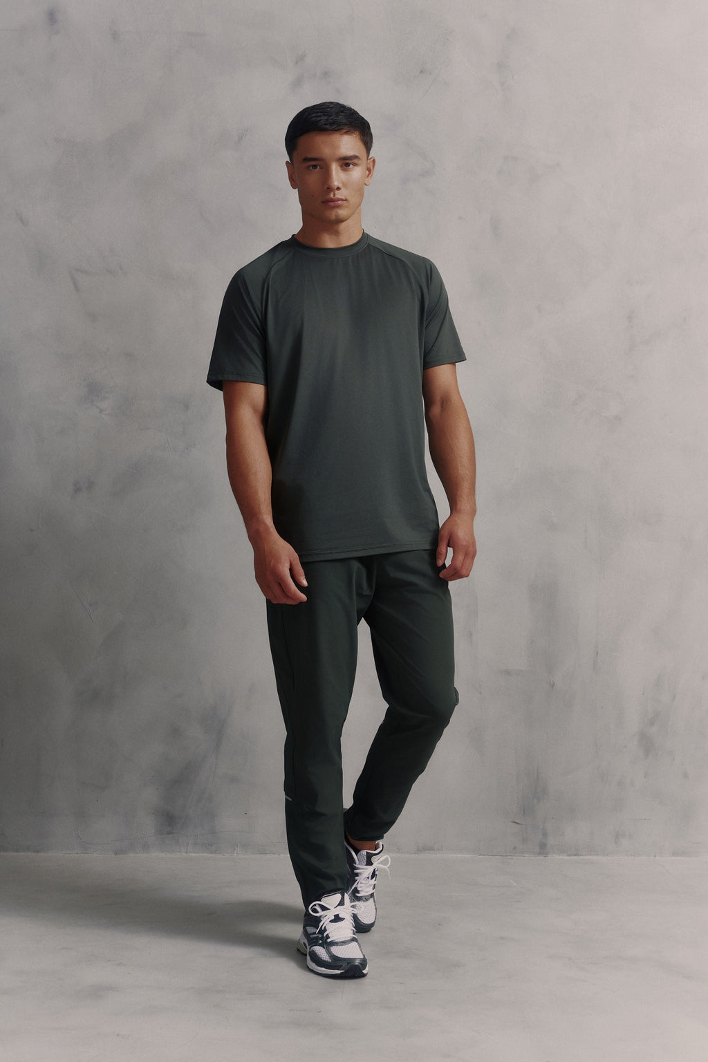 Mens Red Run Core Pine Green Technical Runner Tee