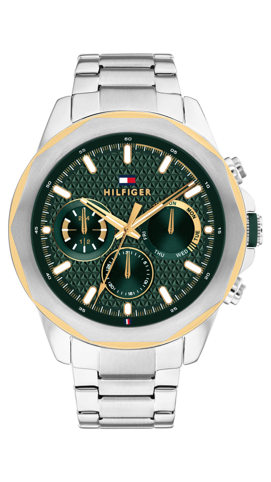 Tommy Hilfiger Mens Lars Green Chronograph Dial Bracelet Watch Stainless Steel