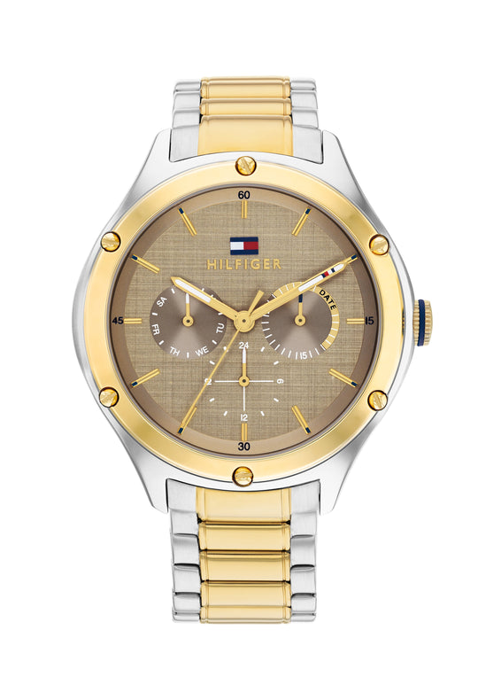 Tommy Hilfiger Unisex Lexi Taupe Dial Bracelet Watch Stainless Steel GP *