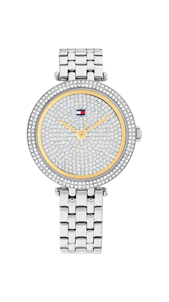 Tommy Hilfiger Ladies Natalie Pave` Crystal Dial Bracelet Watch Stainless Steel *