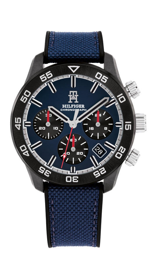 Tommy Hilfiger Mens TH85 Blue Chronograph Dial Strap Watch *