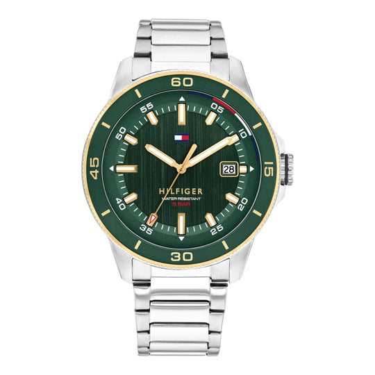 Tommy Hilfiger Mens Remy Green Dial Bracelet Watch 1792230