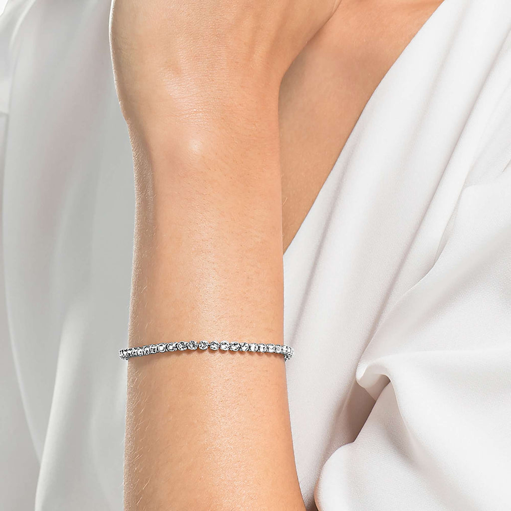Swarovski Imber Round Cut White Crystal Bracelet Rhodium Plated — view 3