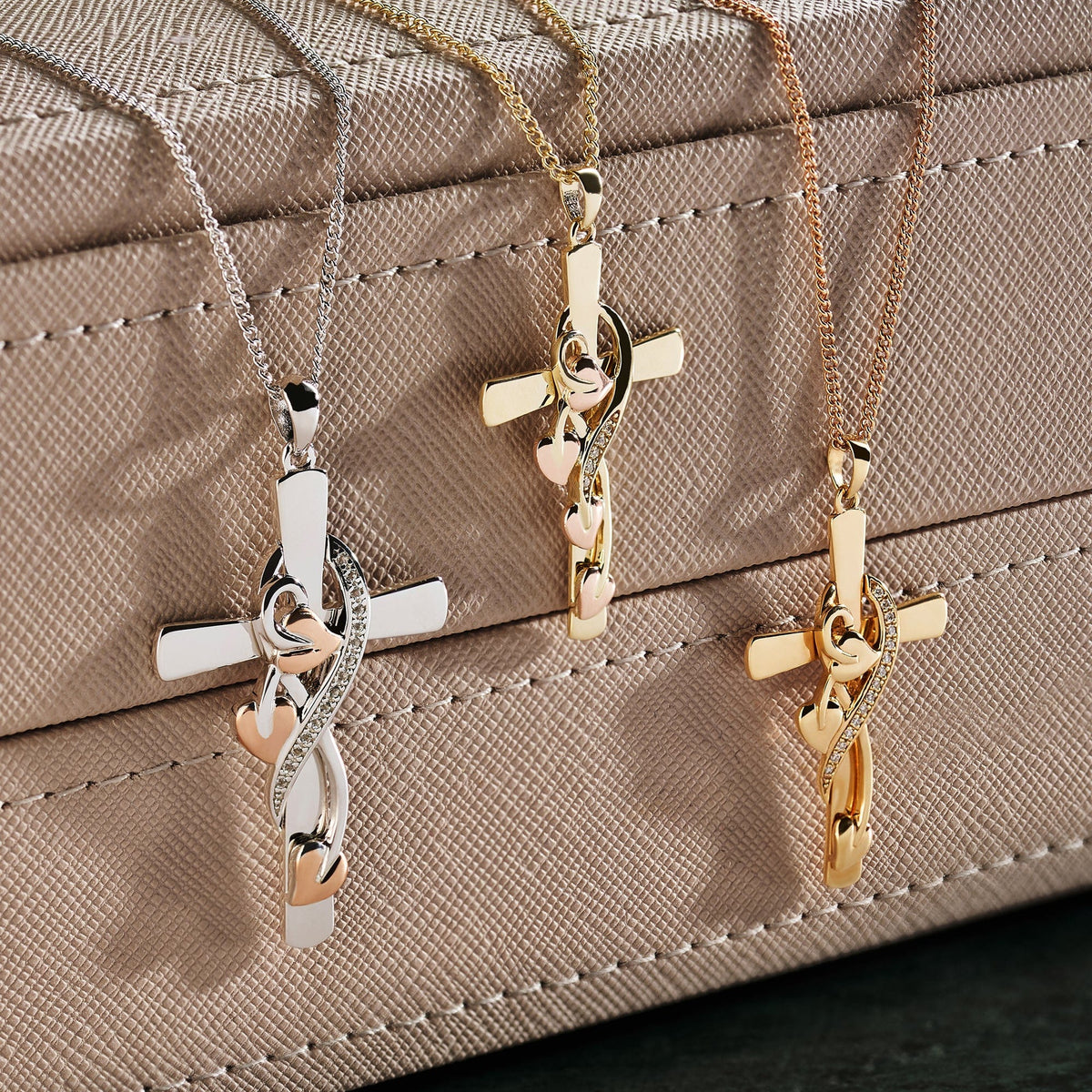Clogau Tree Of Life Vine Cross Pendant With White Topaz In Sterling Silver 3STOLCDCP