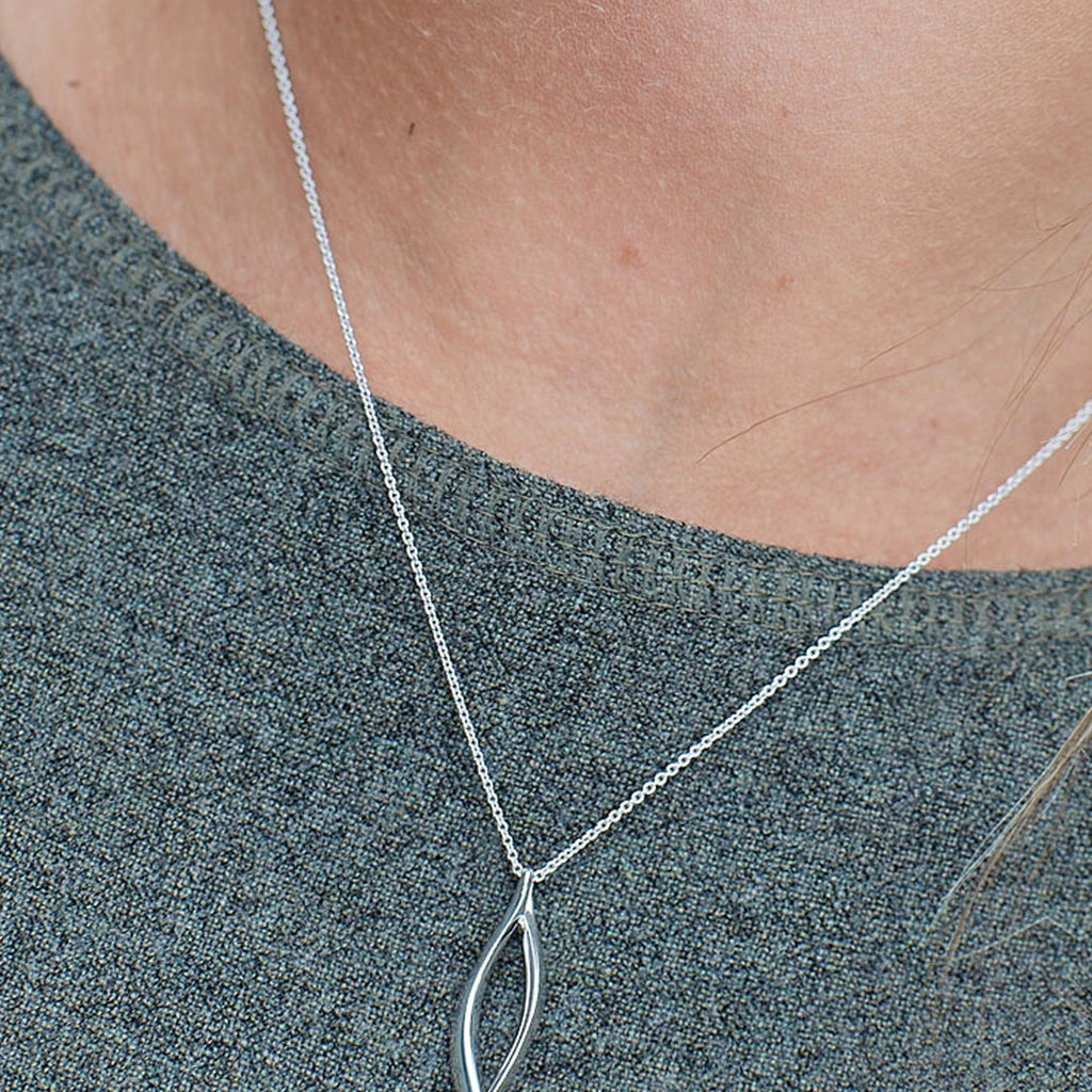 The Kit Heath Entwine Twine Twist Necklace, a silver necklace from Kit Heath, available at OD’s Jewellers in St Helens.
