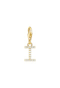 Elegant Thomas Sabo Letter I charm with sparkling cubic zirconia stones, silver plated finish; ideal for personalized