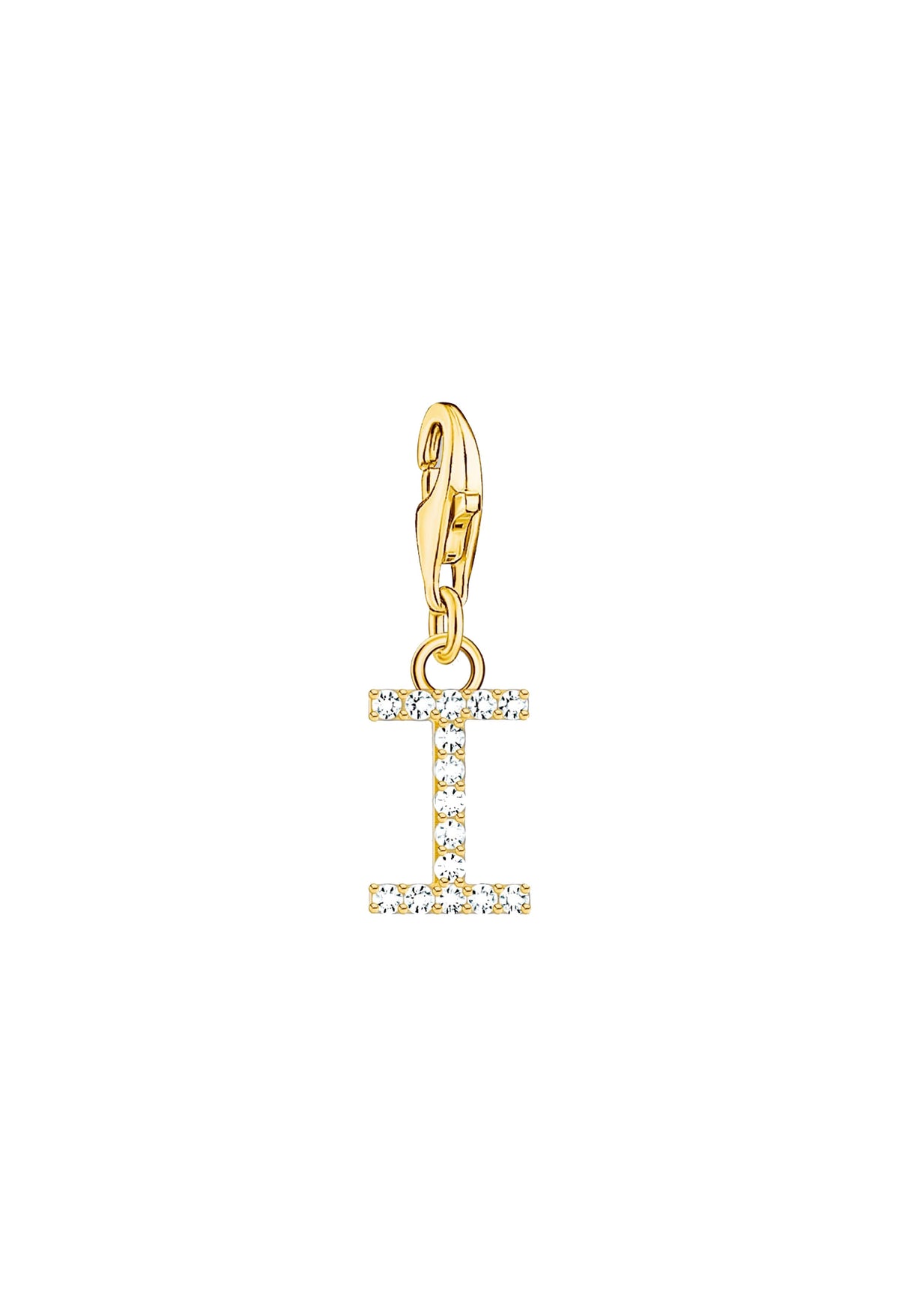 Elegant Thomas Sabo Letter I charm with sparkling cubic zirconia stones, silver plated finish; ideal for personalized