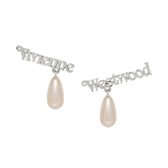 Vivienne Westwood Platinum Plated Amelia-Cream Pearl Earrings-6201037E-02P118-