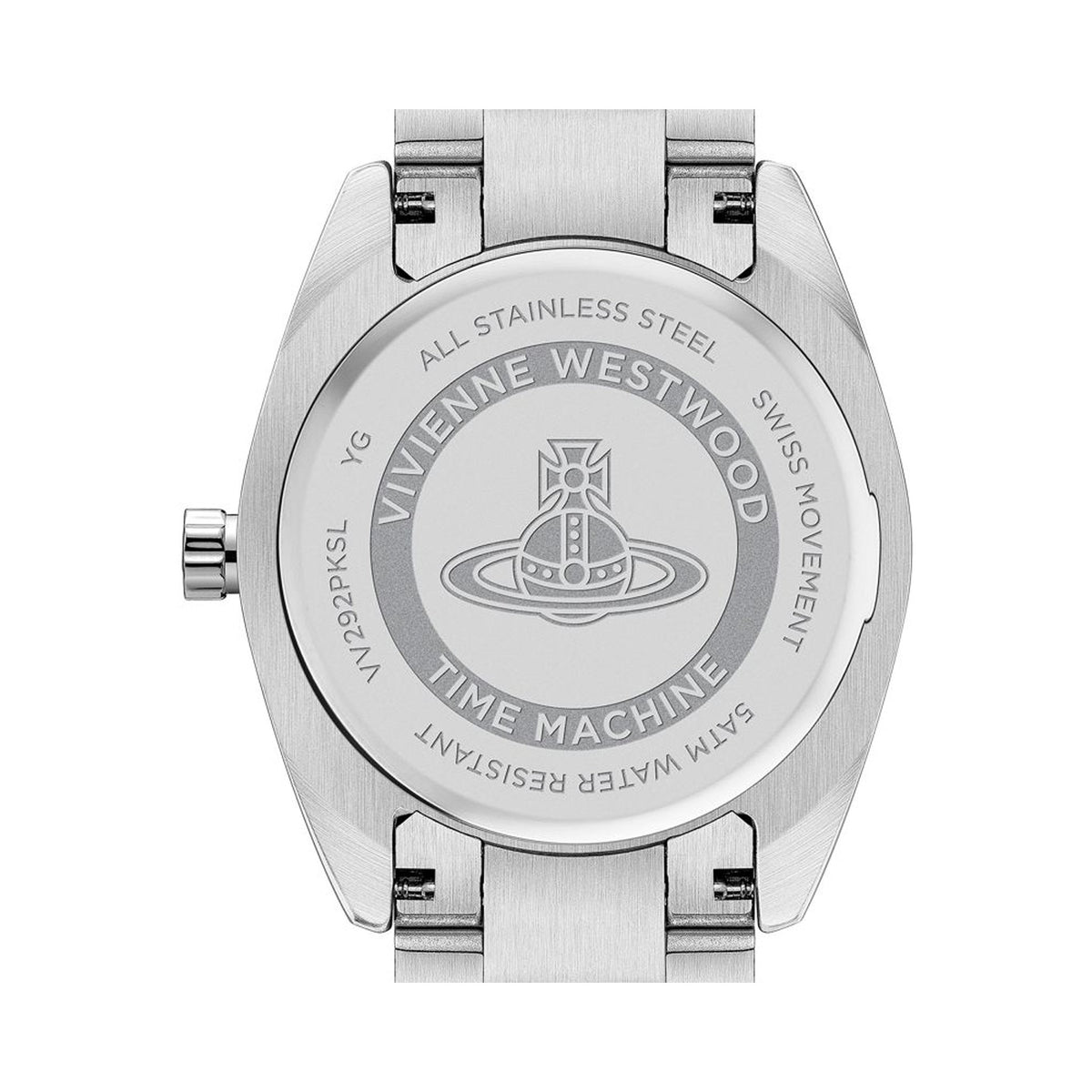 The Vivienne Westwood Ladies Fenchurch Pink Dial Bracelet Watch, pink dial stainless steel bracelet, from Vivienne Westwood, OD’s Jewellers in St Helens.
