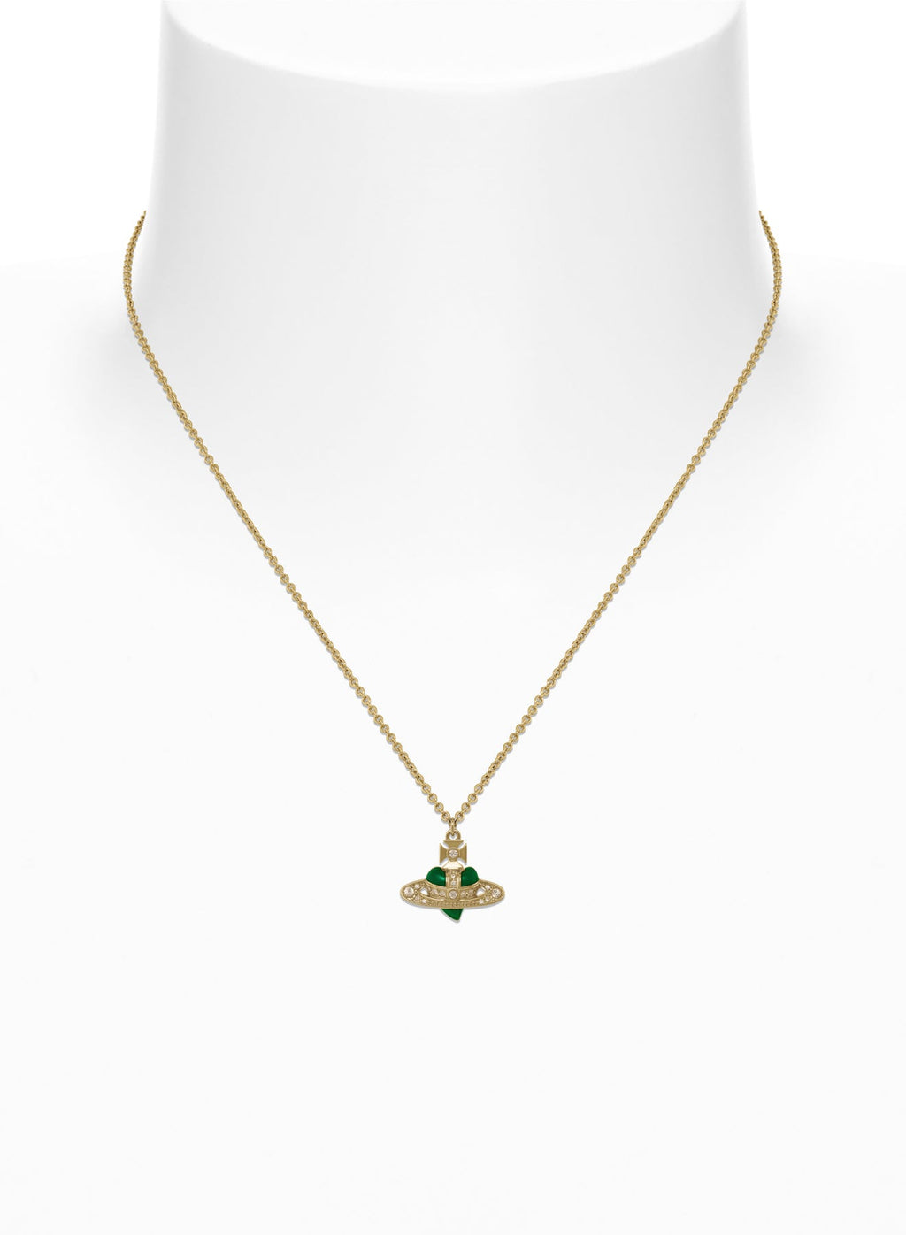 Vivienne Westwood New Diamante Heart Green Indicolite Necklace — view 2