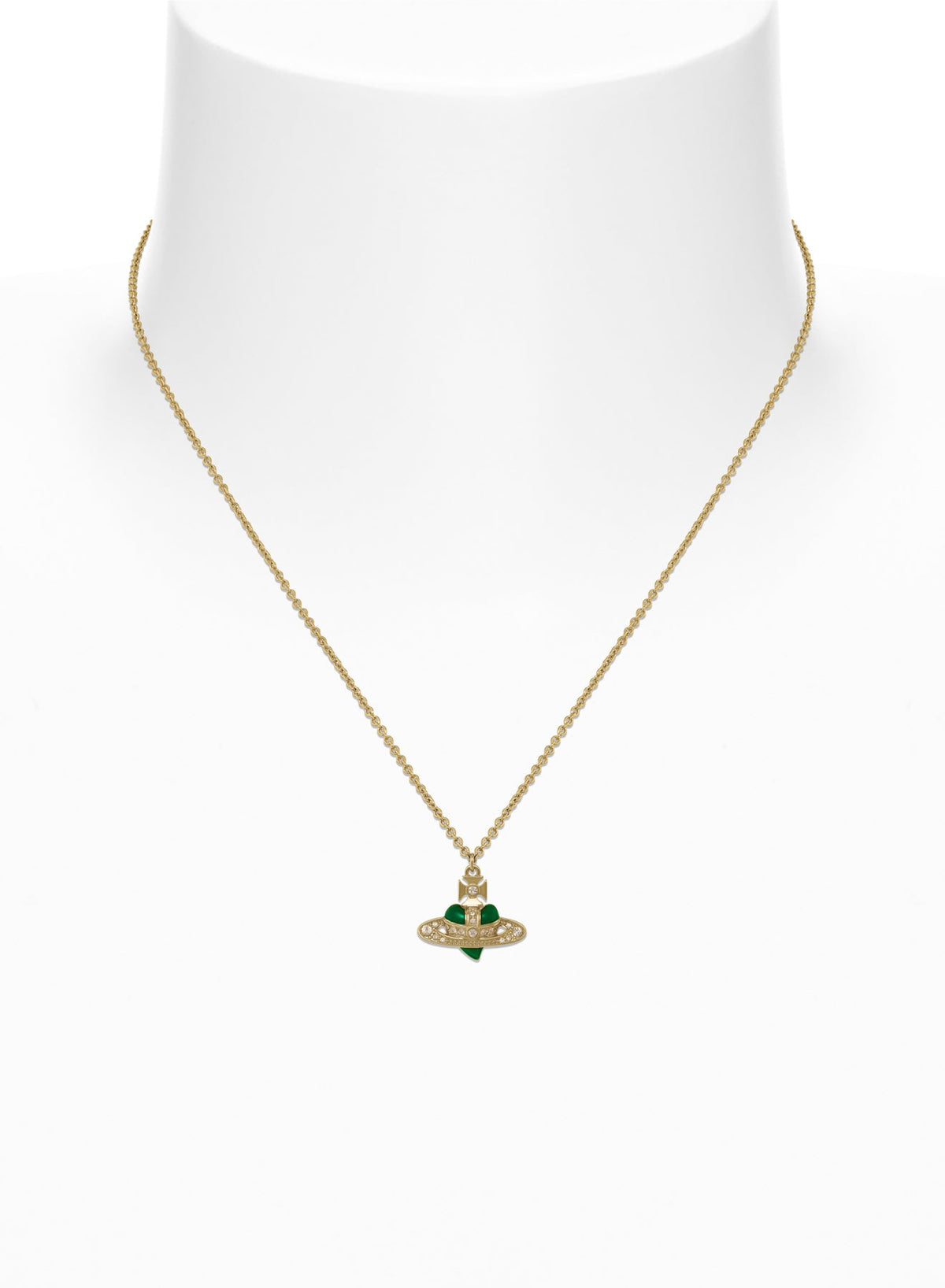 Vivienne Westwood New Diamante Heart Green Indicolite Necklace — view 2