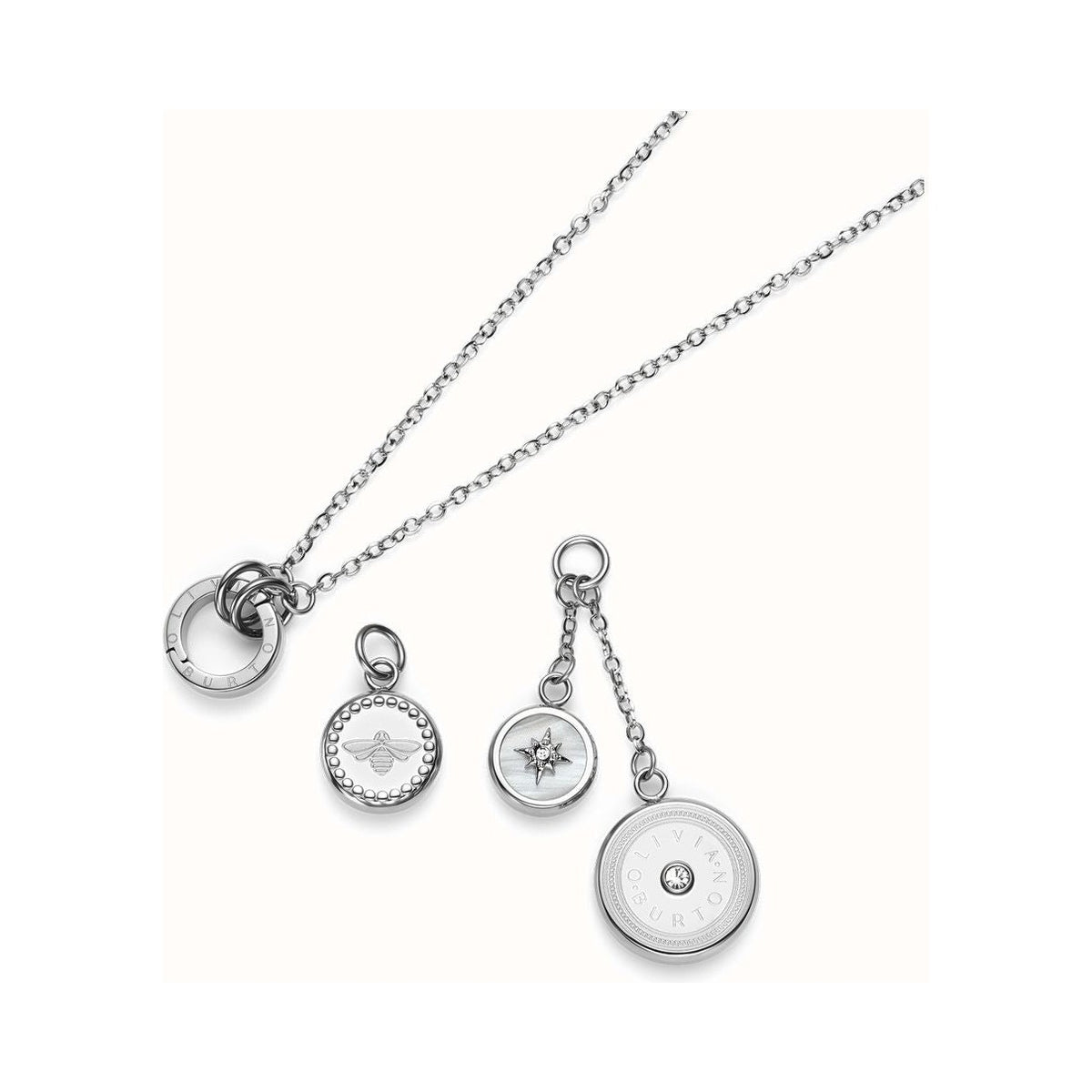 Olivia Burton Bee and North Star Charm Necklace Stainless Steel by Olivia Burton