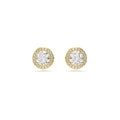 Swarovski Una stud earrings, Round cut, Gold-tone plated