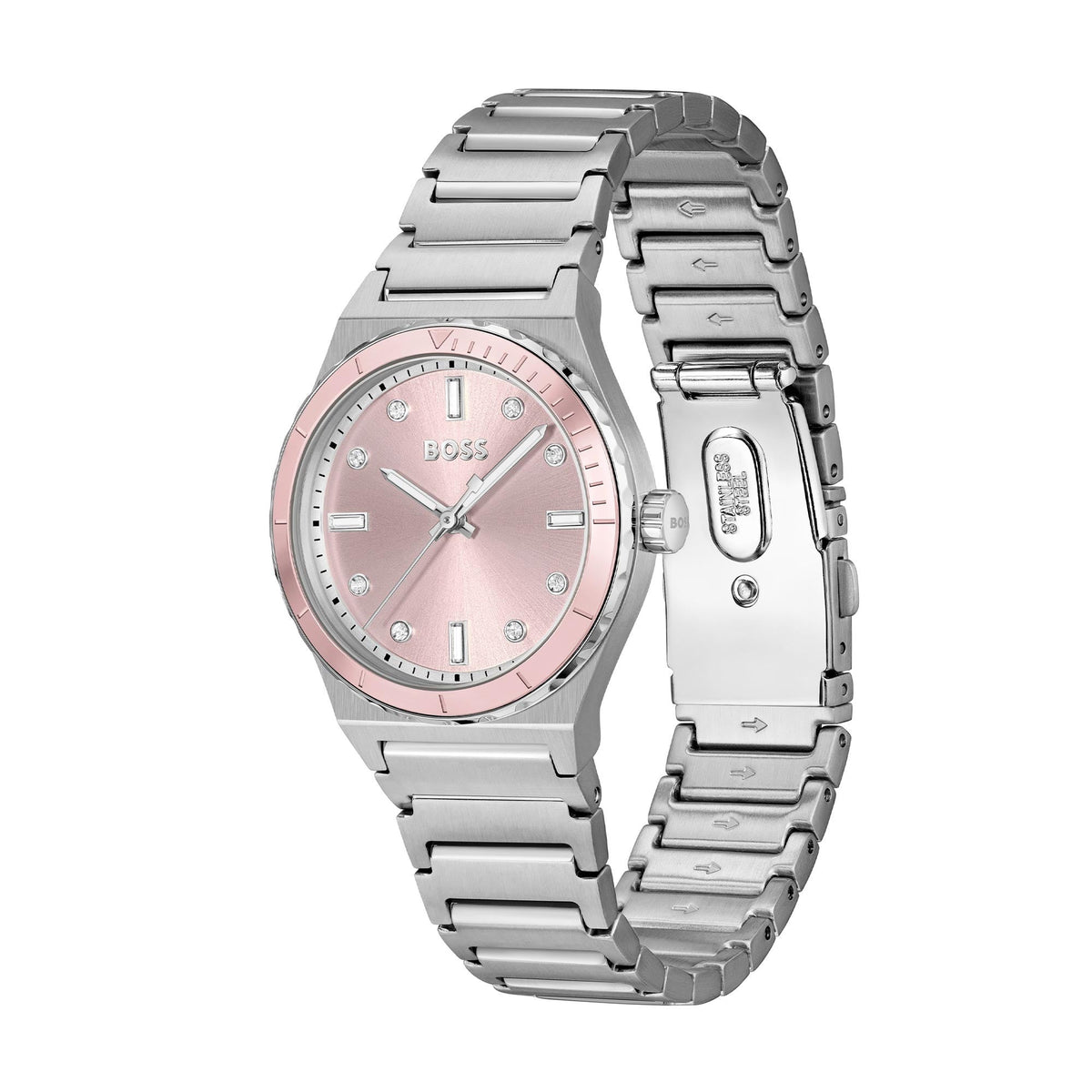 BOSS Ladies Candor Sport Pink Crystal Dial Bracelet Watch Stainless Steel by BOSS