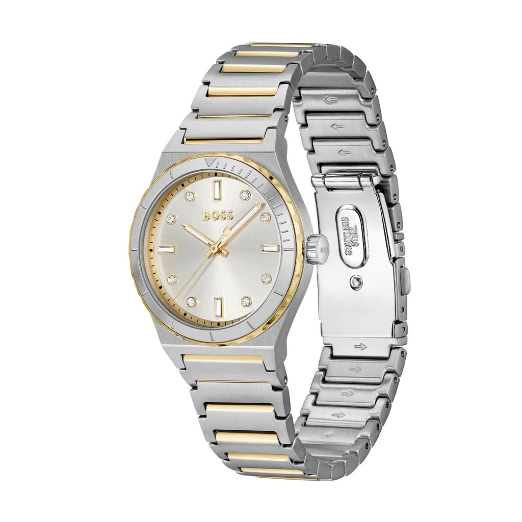BOSS Ladies Candor Sport Silver Crystal Dial Bracelet Watch Stainless Steel/Gold Plated by BOSS