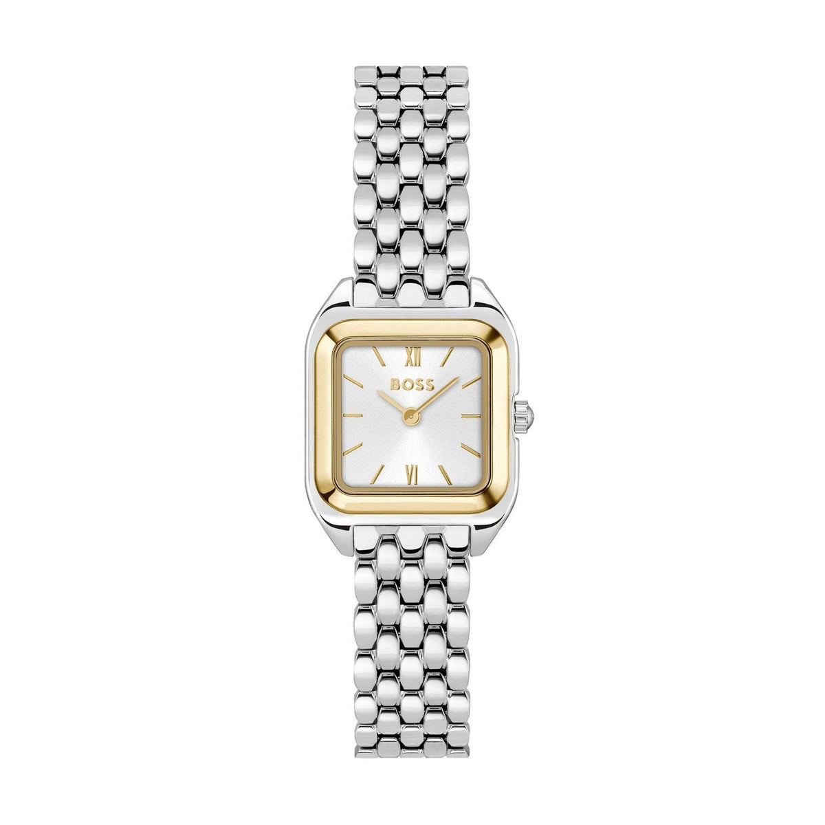 Silver and gold BOSS women's watch.
