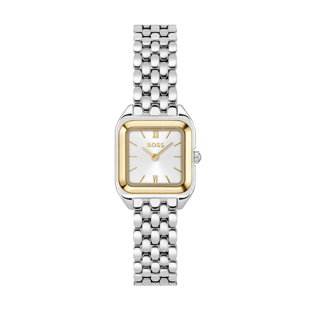 Silver and gold BOSS women's watch.
