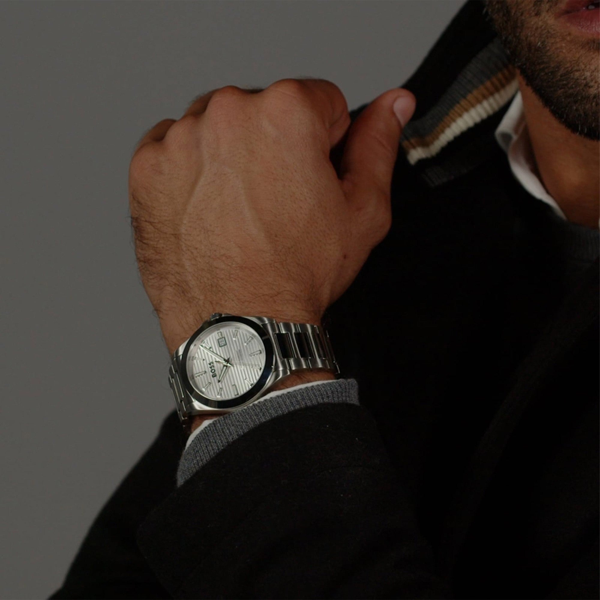 BOSS Mens Strike Silver Lined Dial Bracelet Watch Stainless Steel by BOSS