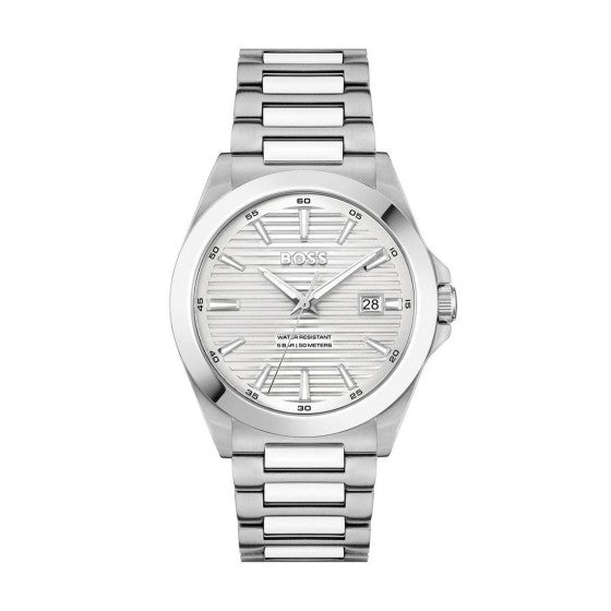 BOSS Mens Strike Silver Lined Dial Bracelet Watch Stainless Steel by BOSS