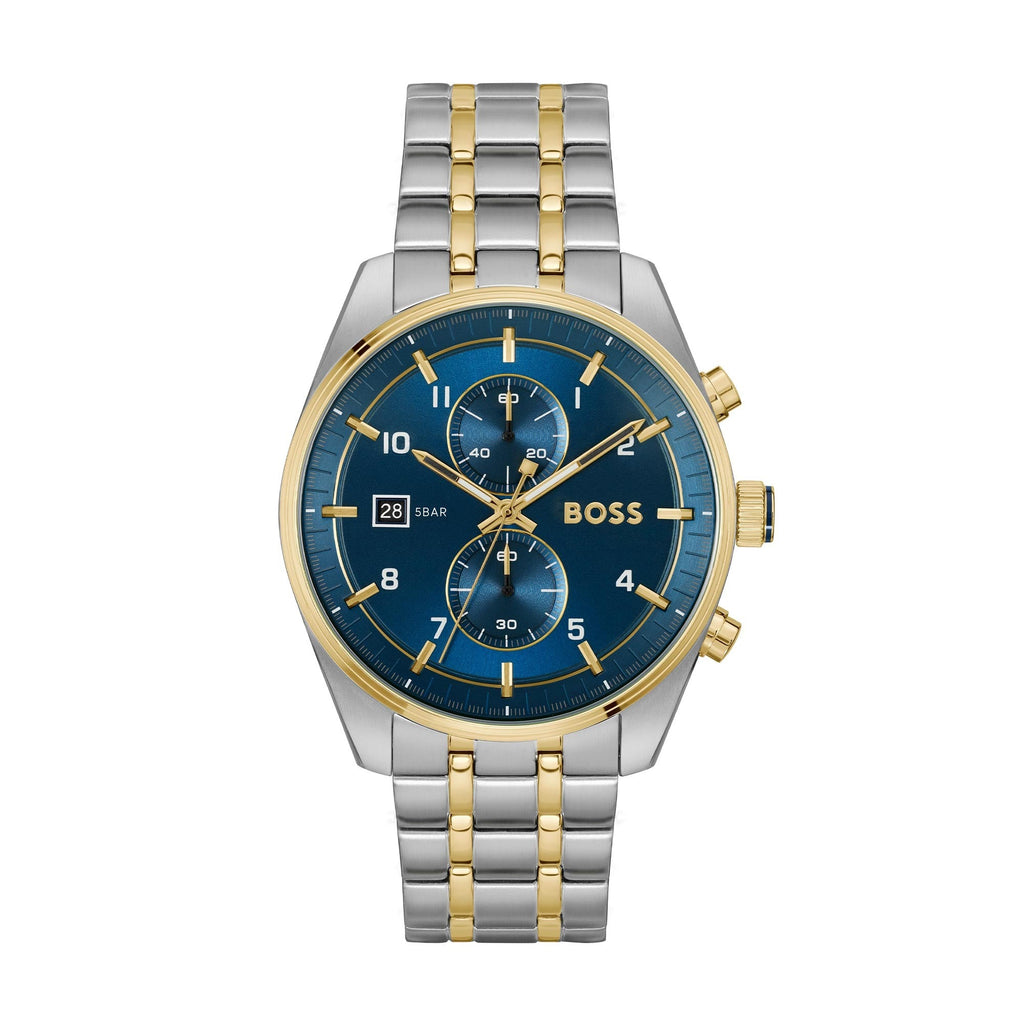 BOSS Mens Skytraveller Blue Dial Bracelet Watch Stainless Steel by BOSS