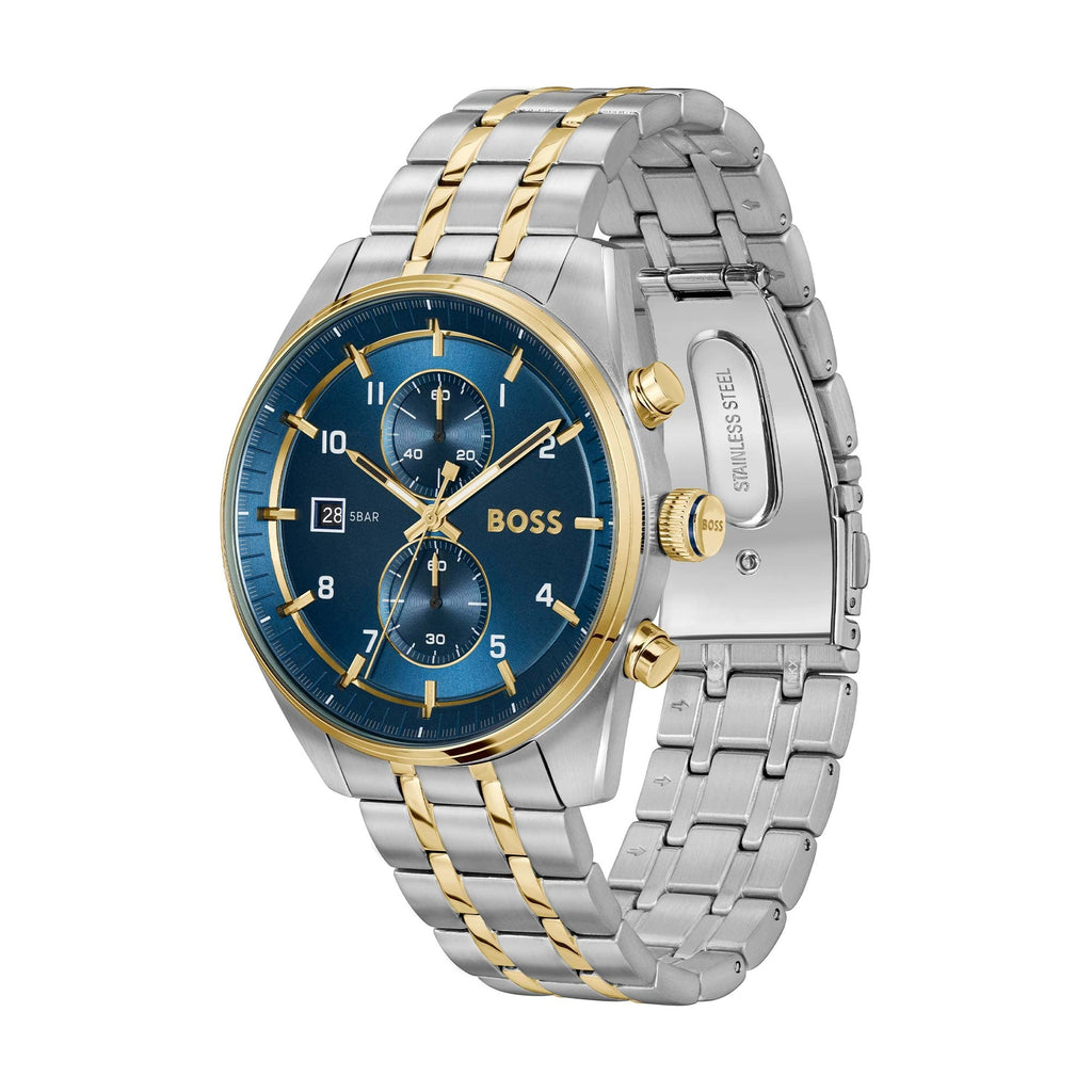 BOSS Mens Skytraveller Blue Dial Bracelet Watch Stainless Steel by BOSS