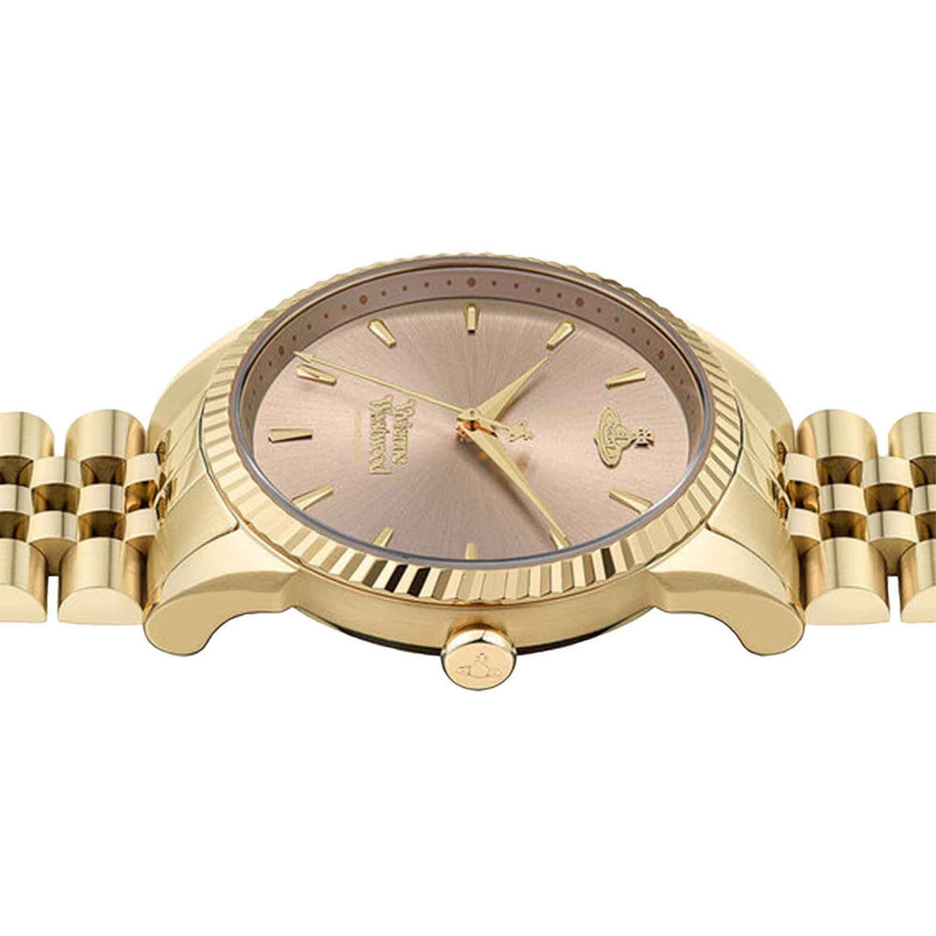 The Vivienne Westwood Seymour watch, a rose dial gold plated timepiece from Vivienne Westwood, available at OD’s Jewellers in St Helens