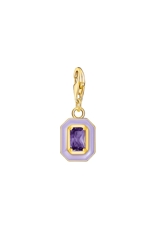Thomas Sabo Violet Enamel & Purple CZ Octagon Charm Silver Gold Plated