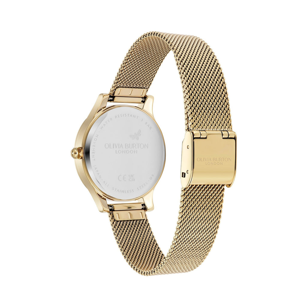 Olivia Burton Ladies Signature Ivory Sunburst Dial Mesh Bracelet Watch Gold Plated by Olivia Burton