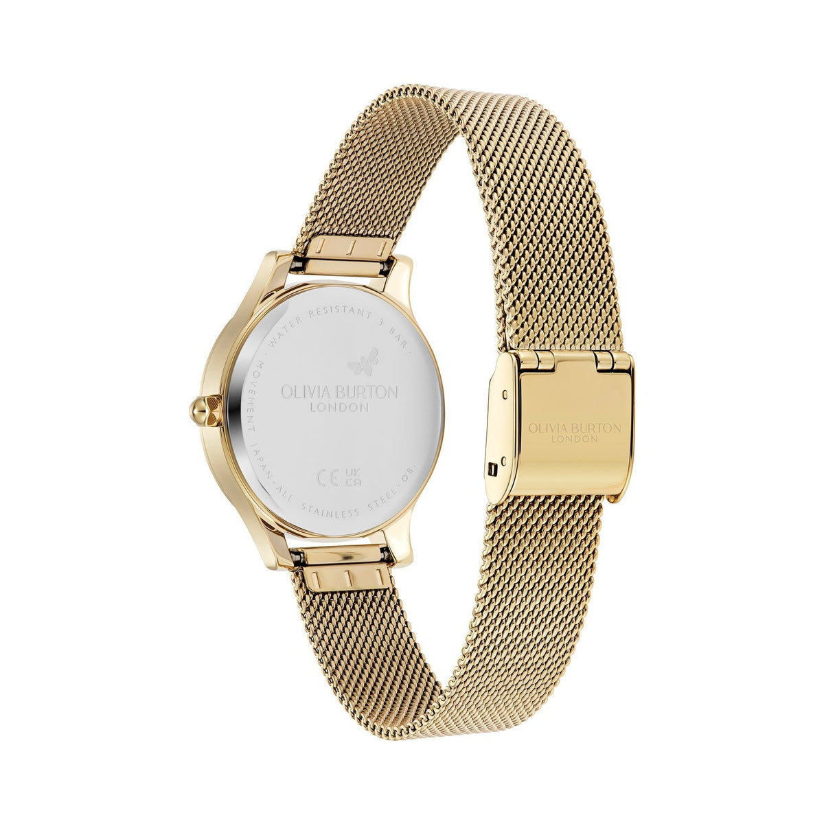 Olivia Burton Ladies Signature Ivory Sunburst Dial Mesh Bracelet Watch Gold Plated by Olivia Burton