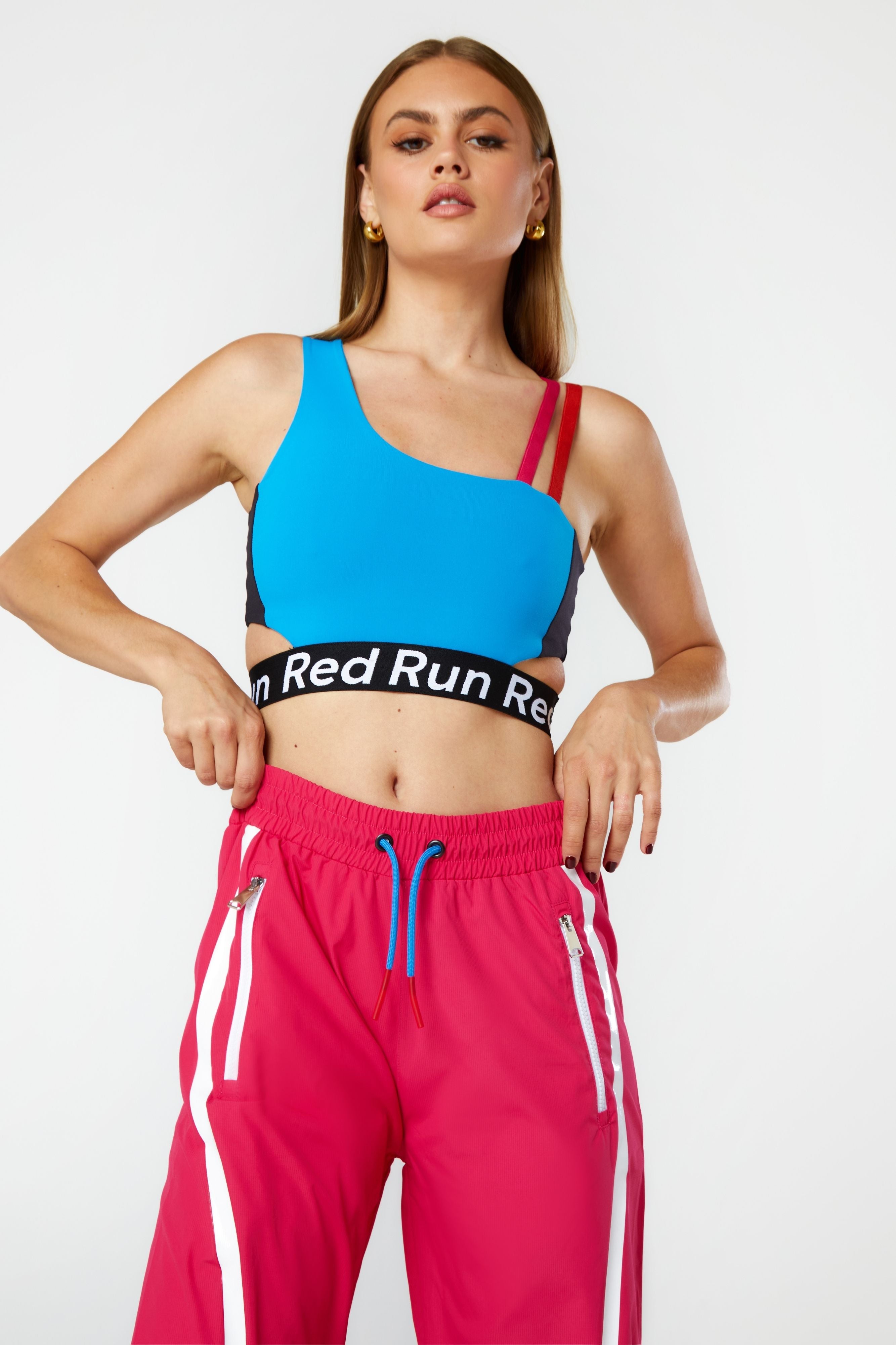 Women's Red Run Activewear Pink Woven Track Pants Neon Safari — view 3