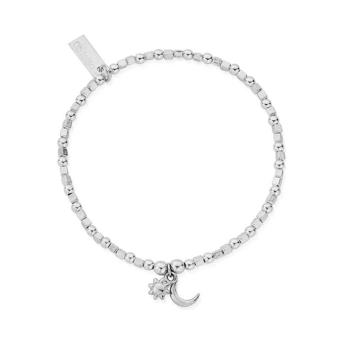 ChloBo Mini Cube Dainty Moon & Sun Bracelet SBCFB582