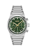 BOSS Mens Candor Chronograph Green Dial Bracelet Watch Stainless Steel by BOSS