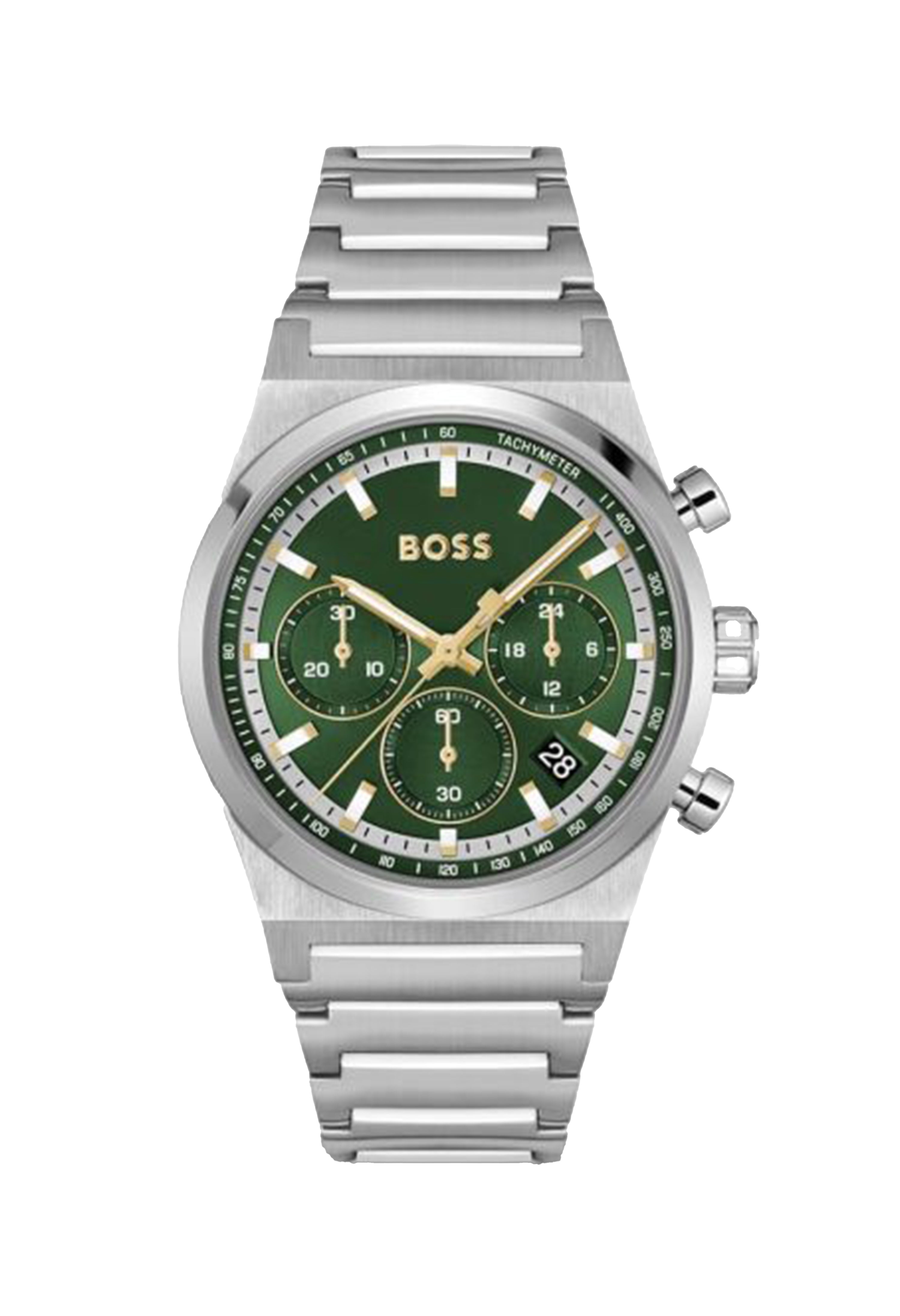 BOSS Mens Candor Chronograph Green Dial Bracelet Watch Stainless Steel by BOSS